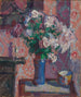 Róże w niebieskim wazonie - Harold Gilman — widok dzieła