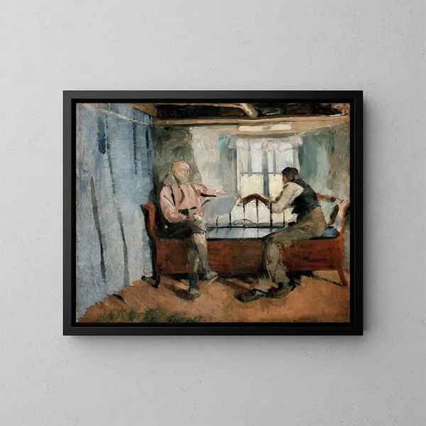Wnętrza farmy w Knabberud w Brum - Harriet Backer — oprawiony obraz na ścianie