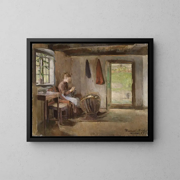 Wnętrza farmy w Skotta w Brum - Harriet Backer — oprawiony obraz na ścianie