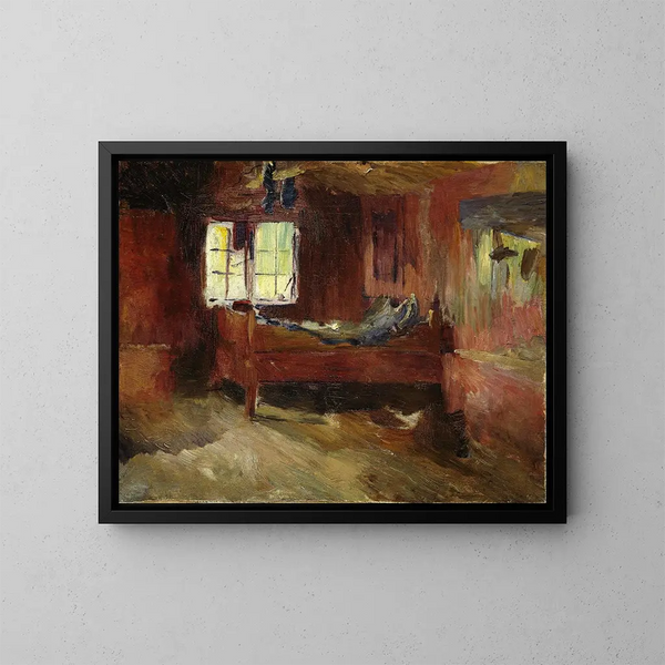 Wnętrza farmy w Strlsjhaugen - Harriet Backer — oprawiony obraz na ścianie