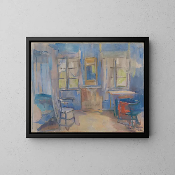 Wnętrza Einabu w Foldal - Harriet Backer — oprawiony obraz na ścianie