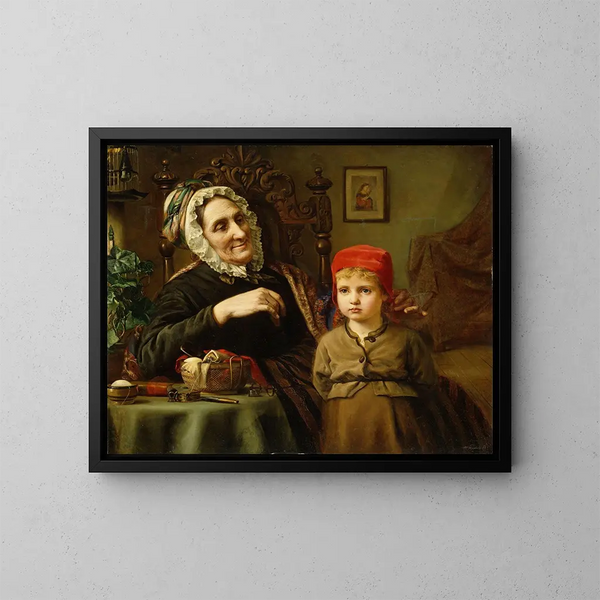 Mała Czerwony Kapturek - Harriet Backer — oprawiony obraz na ścianie
