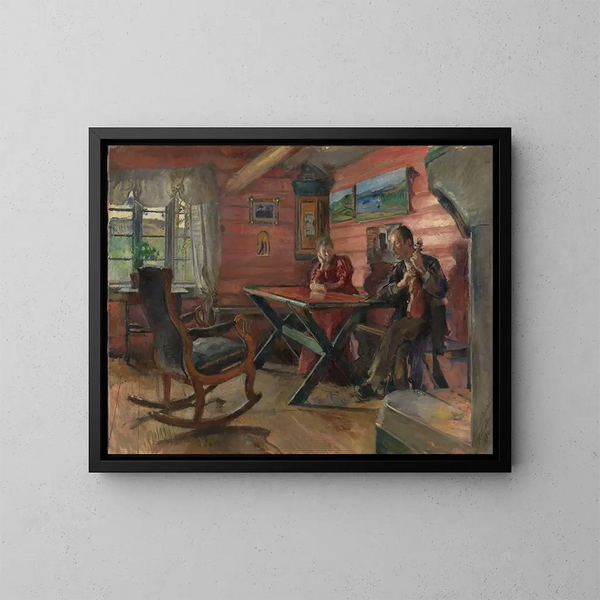 Salon w Kolbotn, u Huldy i Arne Garborg - Harriet Backer — oprawiony obraz na ścianie