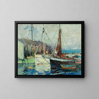 Un quai de poissonniers - Harry Aiken Vincent — oprawiony obraz na ścianie