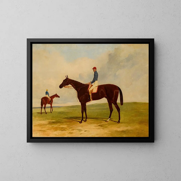 M. John Gully i Andover, zwycięzca Derby 1854 - Harry Hall — oprawiony obraz na ścianie