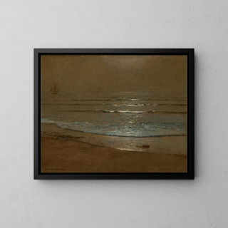 Plaża i fale w świetle księżyca - Harry Van der Weyden — oprawiony obraz na ścianie