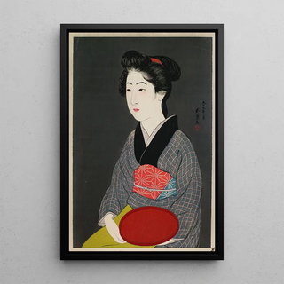 Hashiguchi Goy - Waitress Holding a Tray Portrait of Onao a Maid at the Matsuyoshi Inn Kyoto.webp