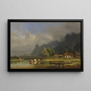 Heinrich Brkel - Der Kochelsee mit den Husern von Schlehdorf.webp