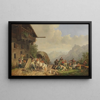 Heinrich Brkel - Rauferei vor einem Wirtshaus.webp