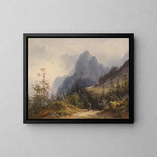 Widok na Mhlsteinhorn - Heinrich Carl Schubert — oprawiony obraz na ścianie
