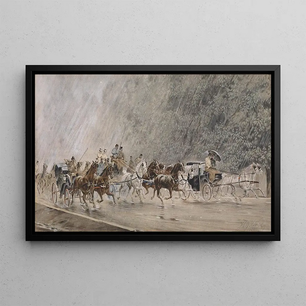 Heinrich Gottfried Wilda - Kutschenfahrt im Regen.webp