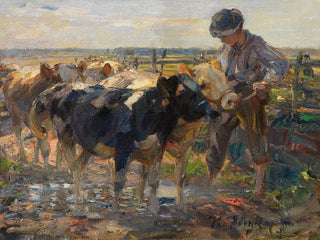 Bergère avec veaux - Heinrich von Zügel — widok dzieła