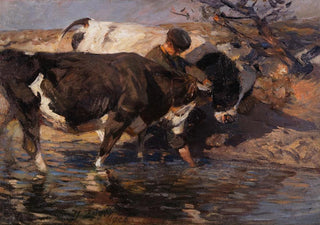 Heinrich Von Zgel - Treiber mit zwei Rindern an der Furt.webp