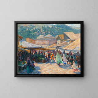 Marché à Sarajevo - Helene DomKomers — oprawiony obraz na ścianie