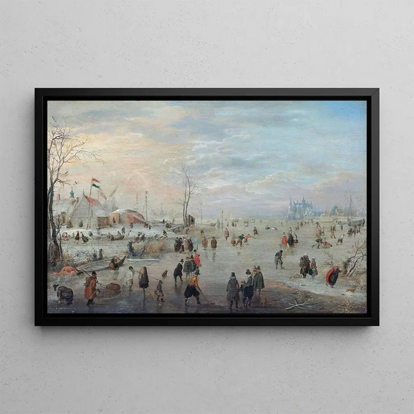 na lodzie - Hendrick Avercamp — oprawiony obraz na ścianie