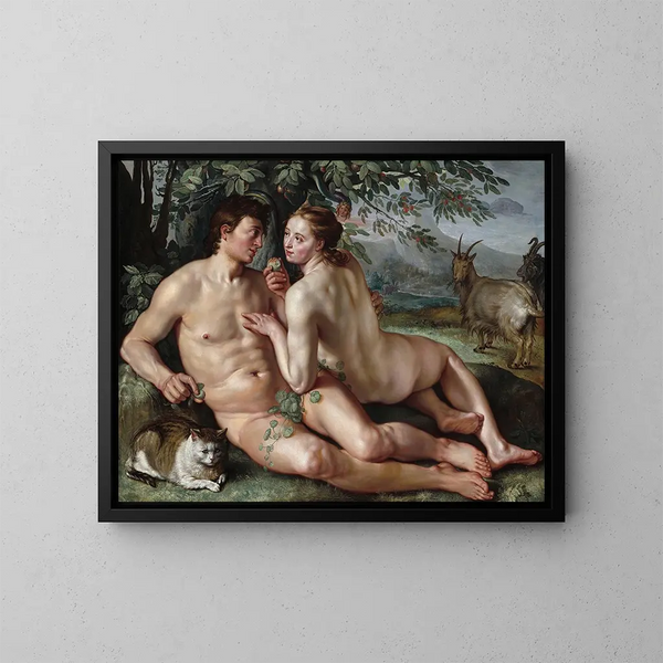 Upadek człowieka - Hendrick Goltzius — oprawiony obraz na ścianie
