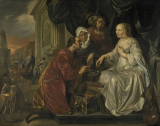 Rebecca otrzymująca dary od sługi Abrahama - Hendrick Heerschop — widok dzieła