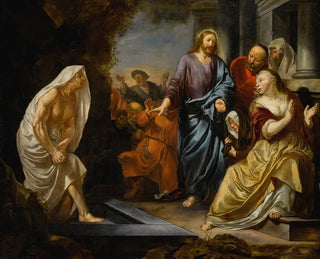 Zmartwychwstanie Lazara - Hendrick Heerschop — widok dzieła