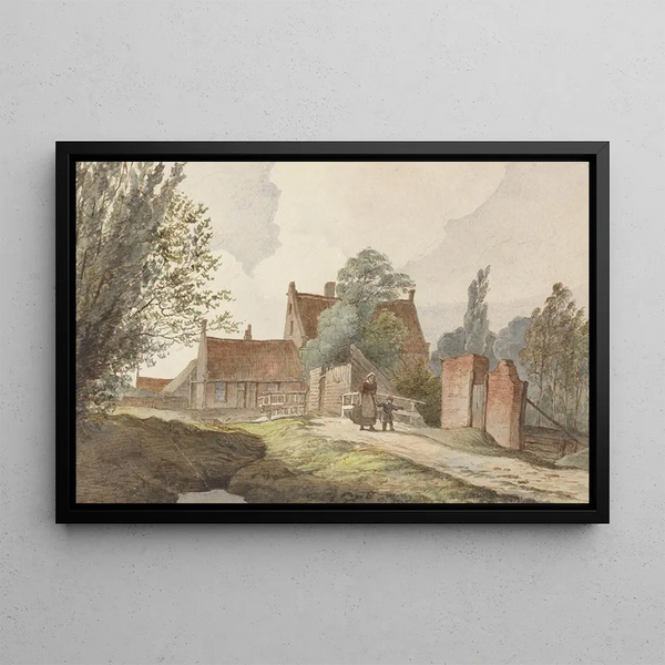 Hendrik Abraham Klinkhamer - Huizen langs een pad bij Amsterdam.webp