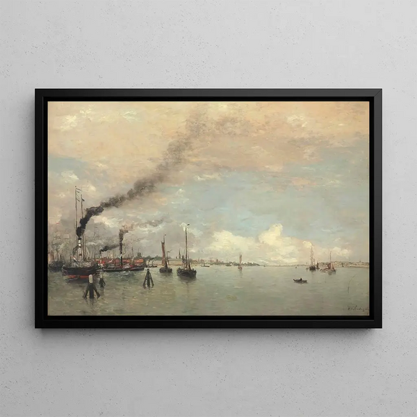 Widok portu - Hendrik Willem Mesdag — oprawiony obraz na ścianie