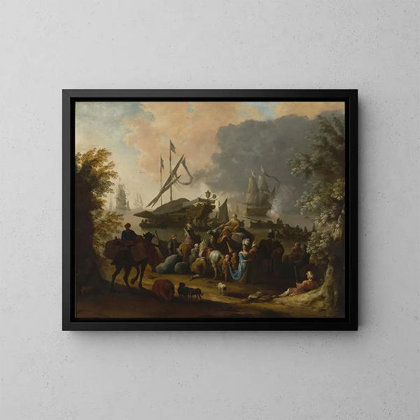 Scena w porcie orientalnym - Hendrik van Minderhout — oprawiony obraz na ścianie
