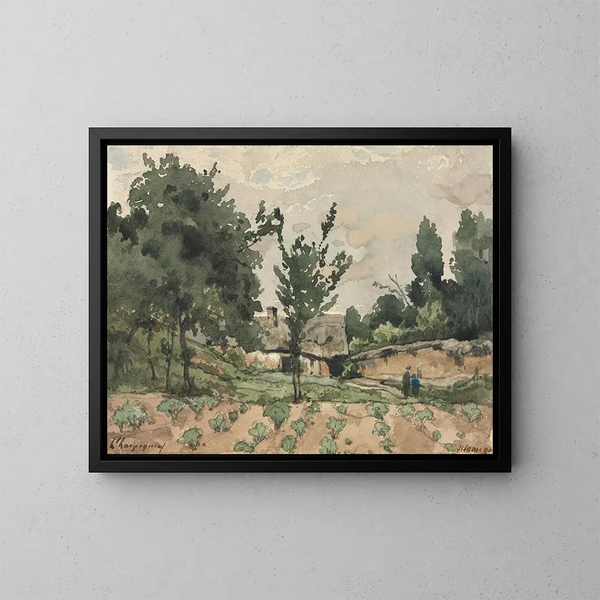 pejzaż z farmą - Henri-Joseph Harpignies — oprawiony obraz na ścianie