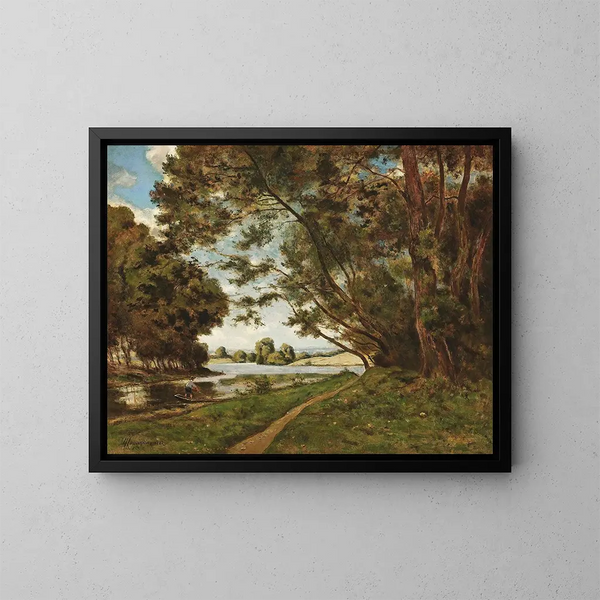 Le Sentier auprès de la rivière - Henri-Joseph Harpignies — oprawiony obraz na ścianie