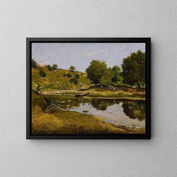 La Loire à Nevers - Henri-Joseph Harpignies — oprawiony obraz na ścianie