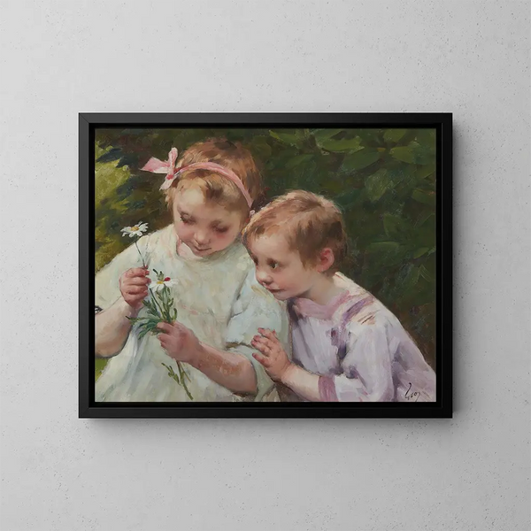 Kwiaty dla mamy - Henri Jules Jean Geoffroy — oprawiony obraz na ścianie