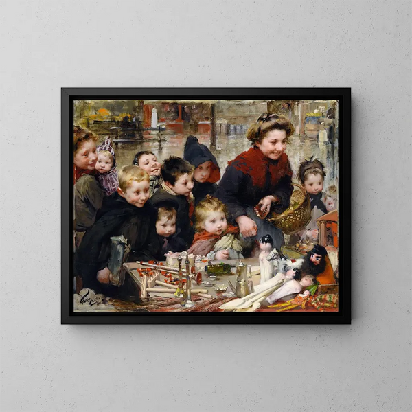La Joie des petits - Henri Jules Jean Geoffroy — oprawiony obraz na ścianie
