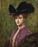 Elegancka dama z czarnym kapeluszem - Henri Adrien Tanoux — widok dzieła
