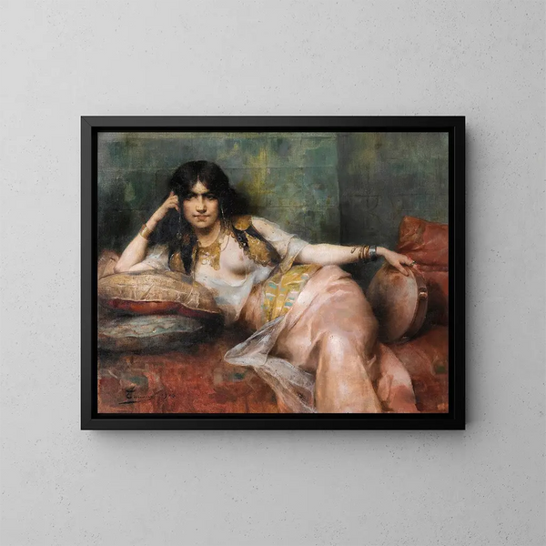 Odalisque au tambourin - Henri Adrien Tanoux — oprawiony obraz na ścianie
