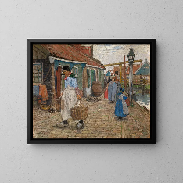 À Volendam - Henri Cassiers — oprawiony obraz na ścianie