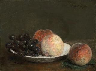 Brzoskwinie i winogrona w porcelanowym naczyniu - Henri Fantin-Latour — widok dzieła