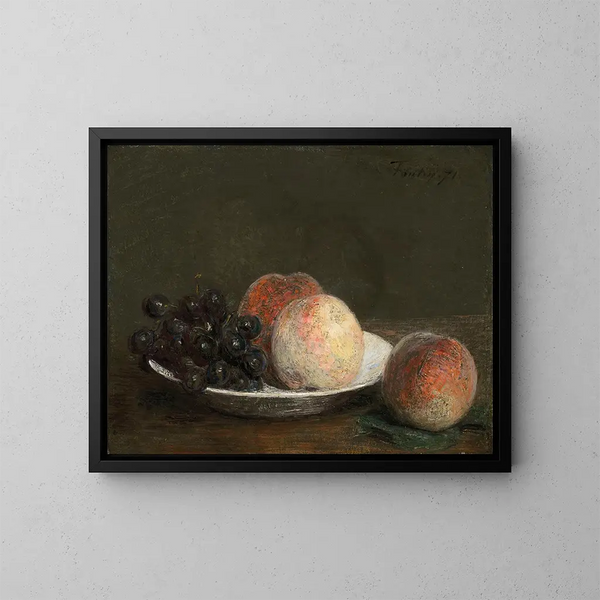 Brzoskwinie i winogrona w porcelanowym naczyniu - Henri Fantin-Latour — oprawiony obraz na ścianie