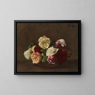 Róże w wazonie - Henri Fantin-Latour — oprawiony obraz na ścianie