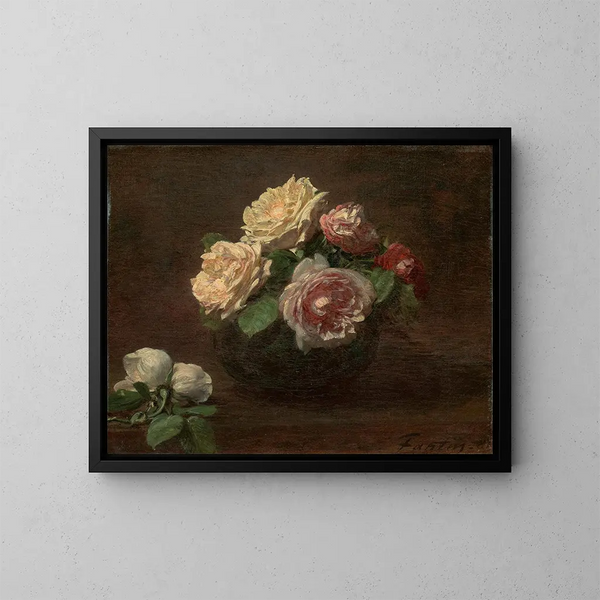 Róże w misce - Henri Fantin-Latour — oprawiony obraz na ścianie