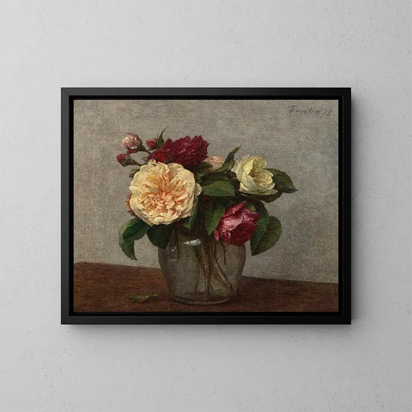 Żółte i czerwone róże - Henri Fantin-Latour — oprawiony obraz na ścianie