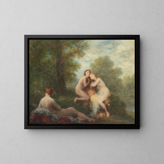 Trzy zaniepokojone pływaczki - Henri Fantin-Latour — oprawiony obraz na ścianie