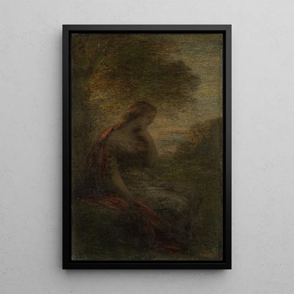 Młoda kobieta pod drzewem o zachodzie słońca, zwany Jesień - Henri Fantin-Latour — oprawiony obraz na ścianie