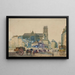 Notre-Dame i most Arcole widziany z placu Hôtel de Ville w 1845 roku - Henri Jean Baptiste Lévis — oprawiony obraz na ścianie