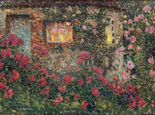 Dom na wsi wśród róż - Henri Le Sidaner — widok dzieła