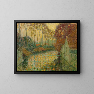Kanał jesienią w Gisors - Henri Le Sidaner — oprawiony obraz na ścianie