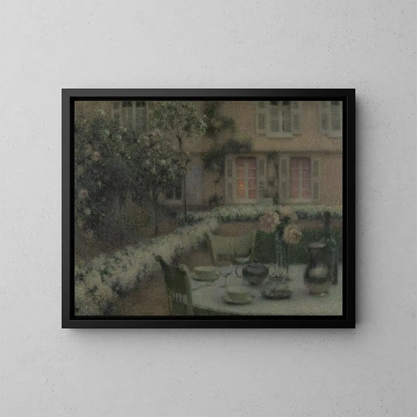 La table dans le jardin blanc à Gerberoy - Henri Le Sidaner — oprawiony obraz na ścianie