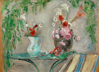 Kwiaty na stole na tarasie - Henri Lebasque — widok dzieła
