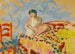 Młoda dziewczyna w zielonym turbanie siedząca na sofie - Henri Lebasque — widok dzieła