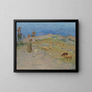 Berger i jego owce w Causses - Henri Martin — oprawiony obraz na ścianie