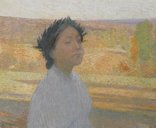 Buste młodej dziewczyny z wieńcem laurowym - Henri Martin — widok dzieła