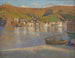 Pięciu rybaków i ich tratwy osiadłej na brzegu w Collioure - Henri Martin — widok dzieła