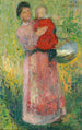Kobieta trzymająca w ramionach dziecko w czerwieni - Henri Martin — widok dzieła